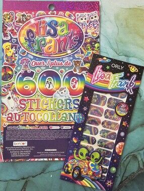 Lisa Frank Sticker & Orly Nail Strip Bundle - Rainbow Aliens Set